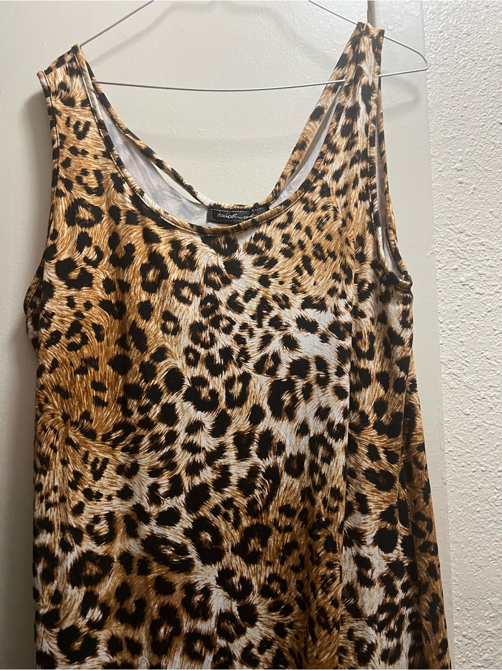 Leopard Print Sleeveless Women's jumpsuit w/ ruffle bell bottoms- Brown/Black